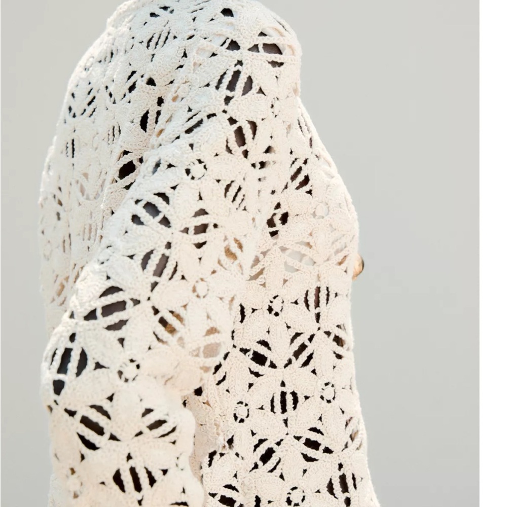 NEW 2025 Zara SEQUIN Macrame Cream Crochet Jacket - Picture 2 of 7